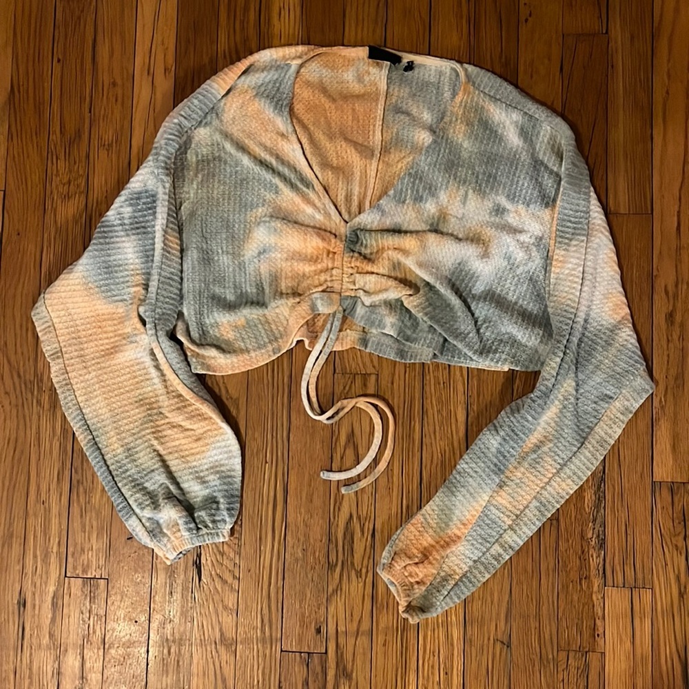 Tye-dye, light thermal crop top